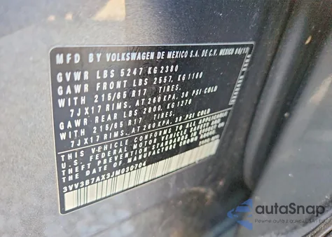 2018 Volkswagen Tiguan Se z USA, uszkodzony, nr VIN 3VV3B7AX3JM030704